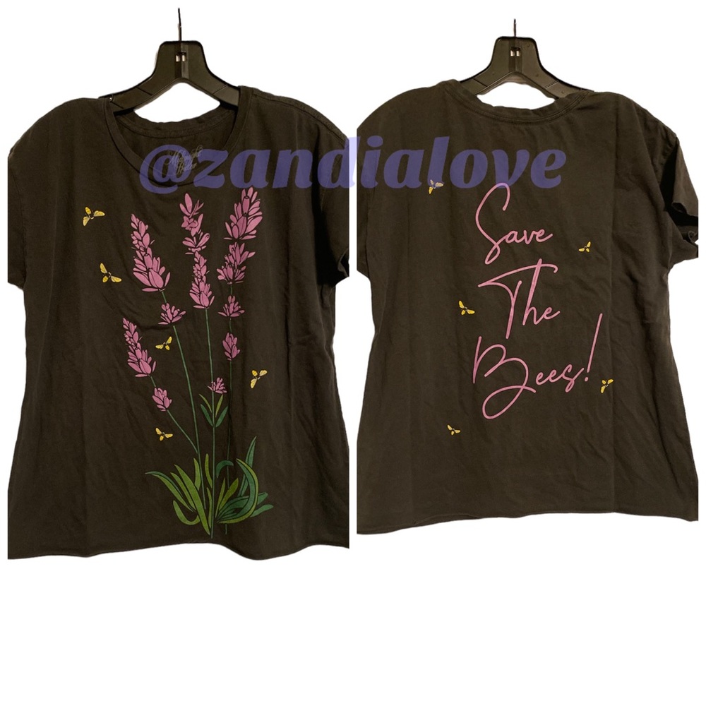 New Midnight Rider Floral save the bees cut off tee shirt sz Small